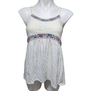 Love on a Hanger boho tank top floral embroidery size XS